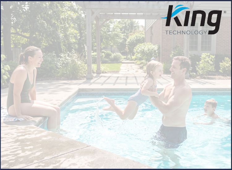 Photo of family playing in a pool 
